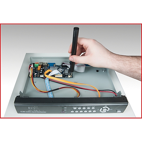 Graue Kamera-Umrisszeichnung auf weißem Hintergrund.